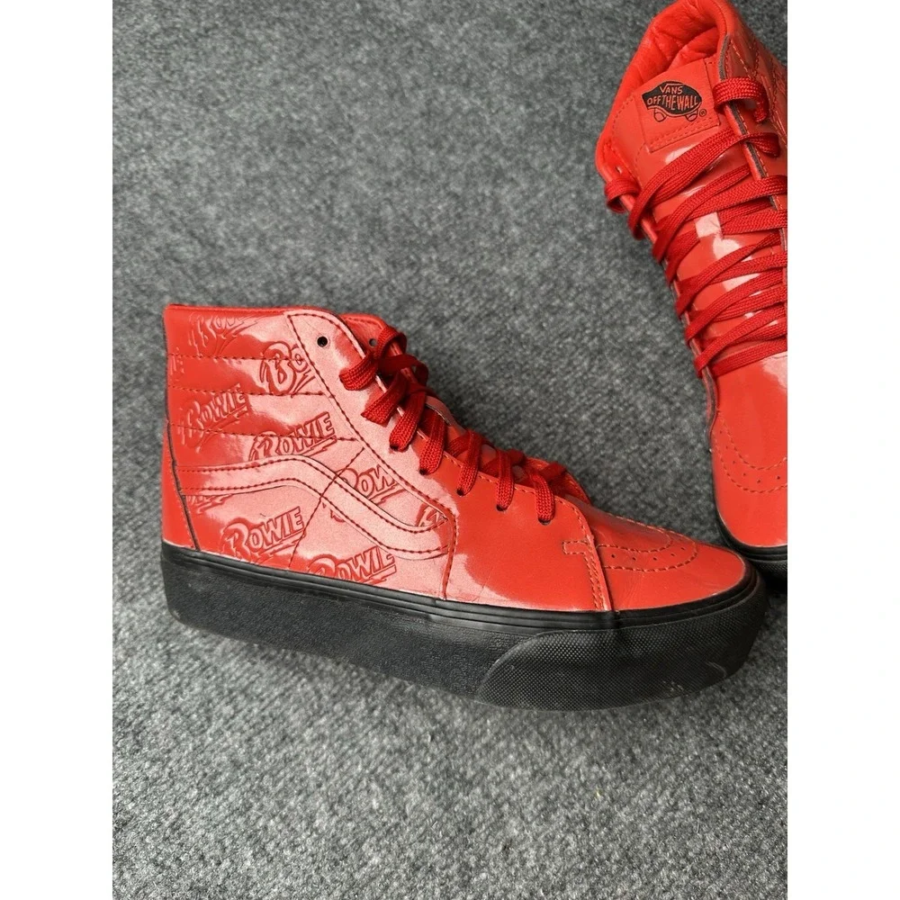 Womens Vans Sk8-Hi Platform 2.0 Bowie Ziggy Red Leather, Size US 8